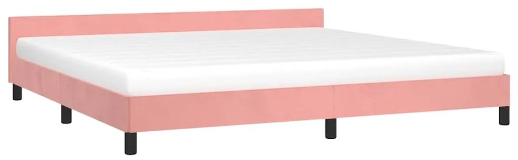 Estrutura cama c/ cabeceira sem colchão 200x200 cm veludo rosa