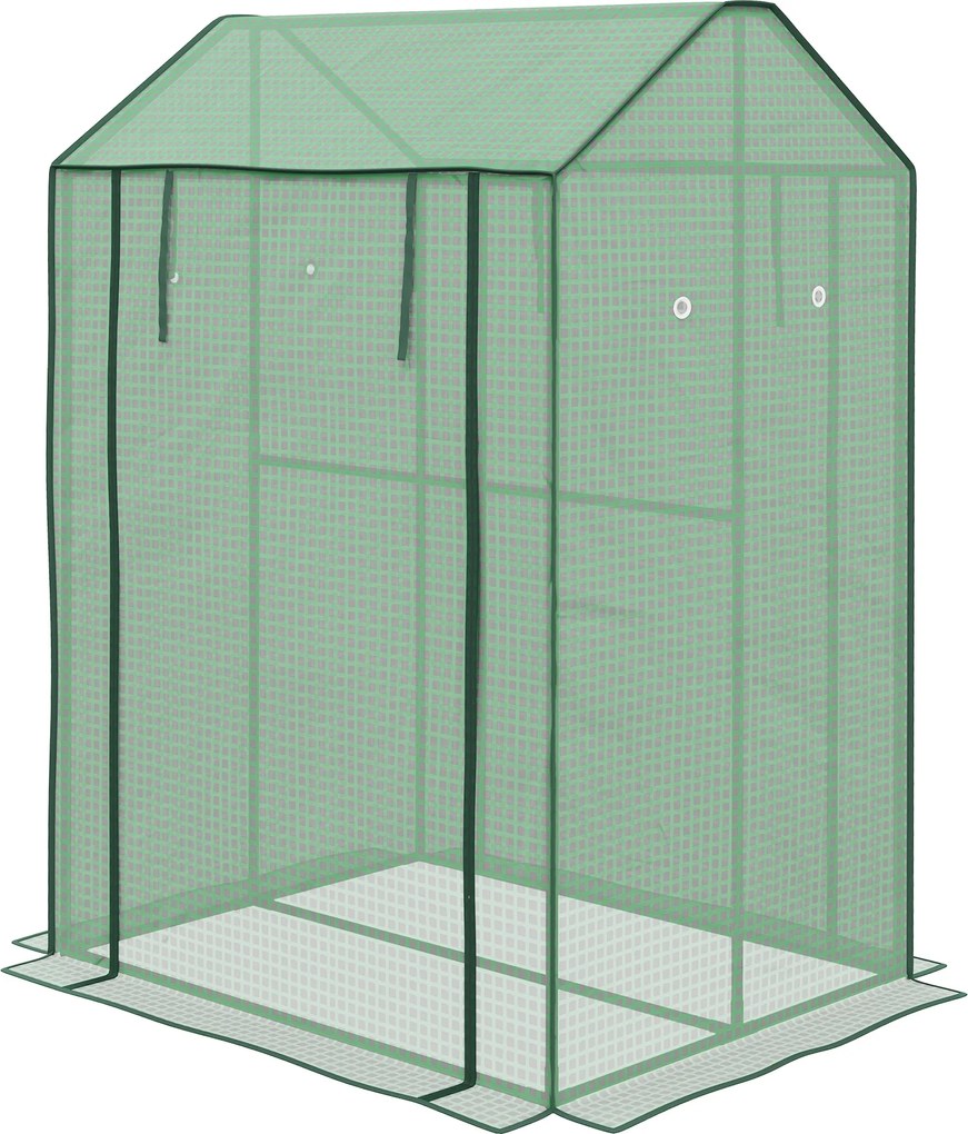 Estufa de jardim com 2 compartimentos e 2 portas enroláveis 100  x 80 x 150  cm - 0,8 m² Estufa para tomates Verde