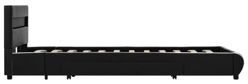 Estrutura de cama com LED 100x200 cm couro artificial preto