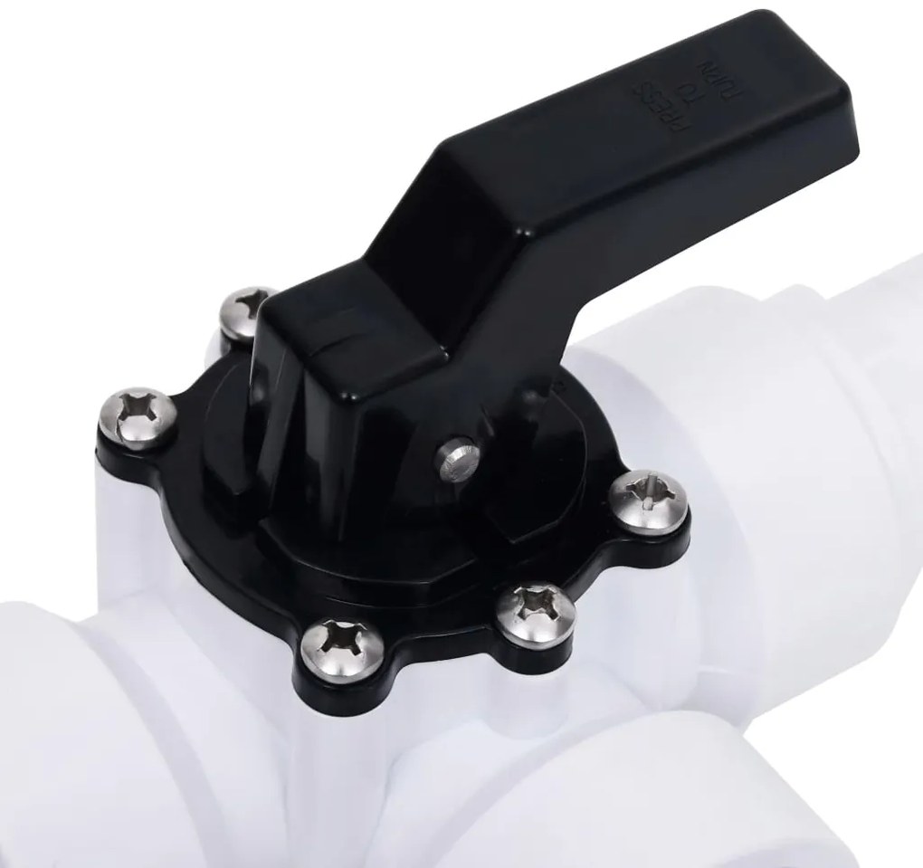 Válvula esférica de 3 vias para piscina branco e preto