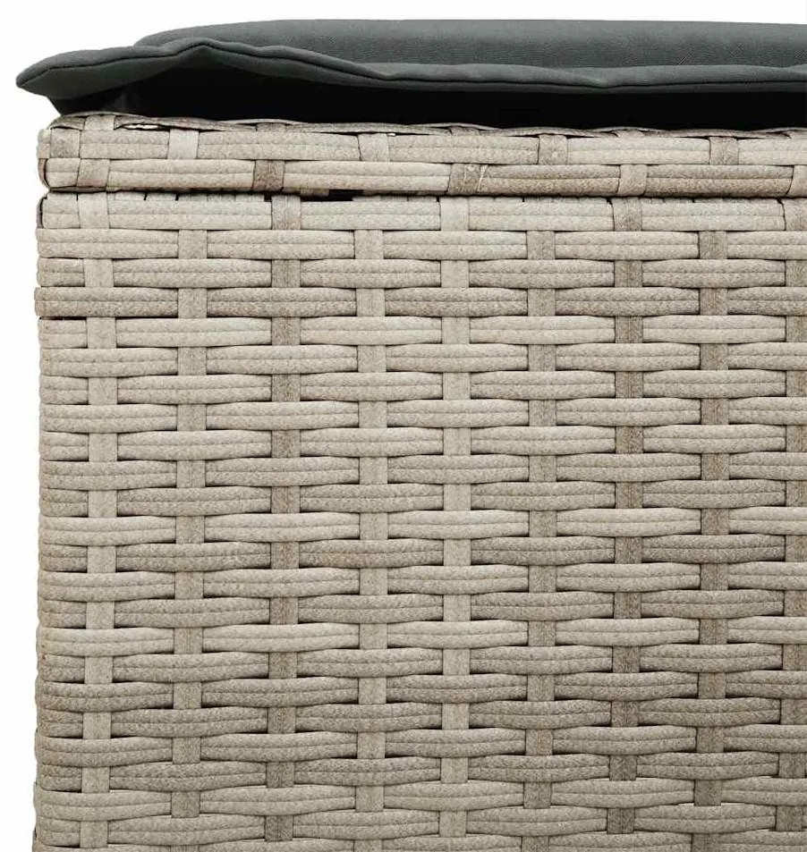 4 pcs conj. sofás jardim c/ almofadões vime PE cinzento-claro