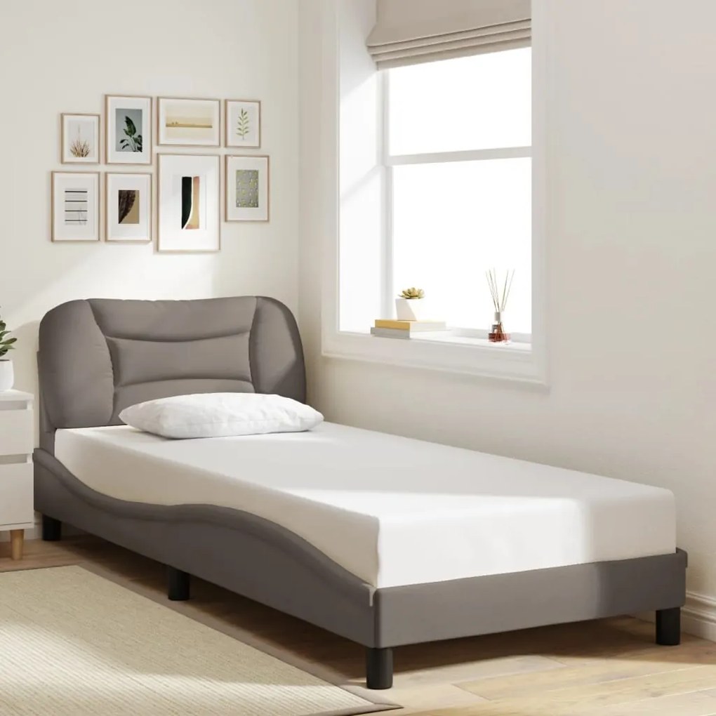 Estrutura de cama sem colchão 90x190 cm tecido cinzento