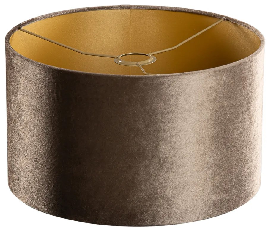 Abajur de Veludo Castanho com Interior Dourado 35/35/20