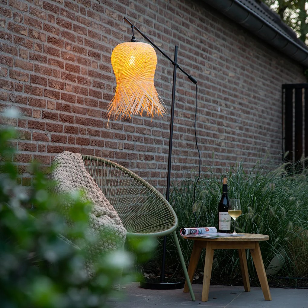 Candeeiro de pé para exterior oriental bambu IP44 - Carlos