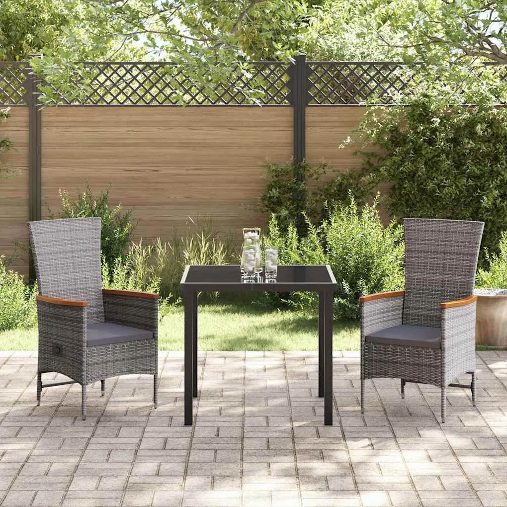 Cadeiras de Exterior 3 pcs Cinzento Cinzento-escuro