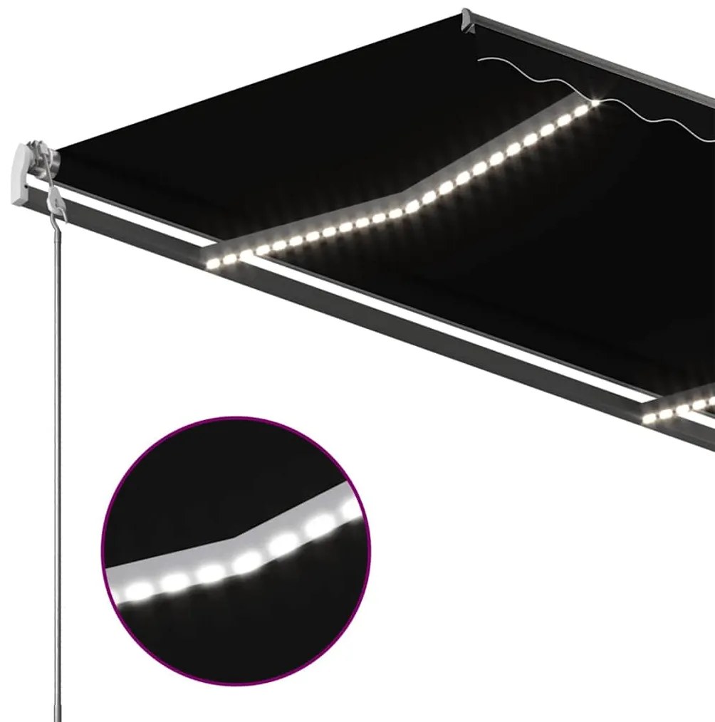 Toldo retrátil manual c/ LED 450x300 cm antracite