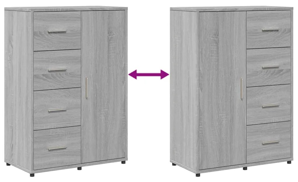 Aparadores 2 pcs 60x31x84 cm derivados madeira cinzento sonoma