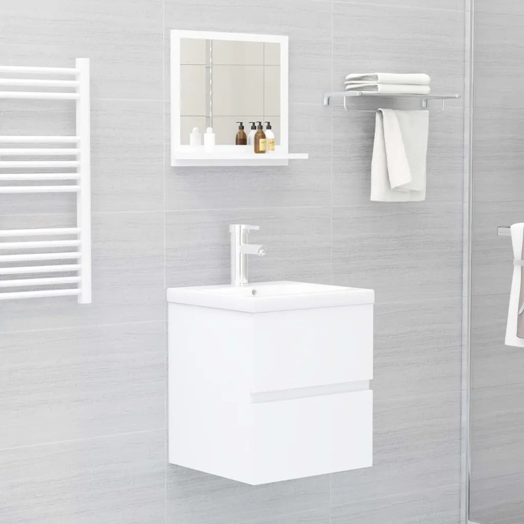 Espelho de casa de banho 40x10,5x37 cm derivados madeira branco