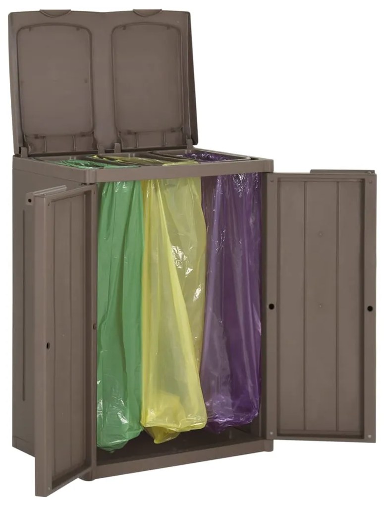 151225 vidaXL Caixote do lixo com 2 portas 65x45x88 cm PP castanho