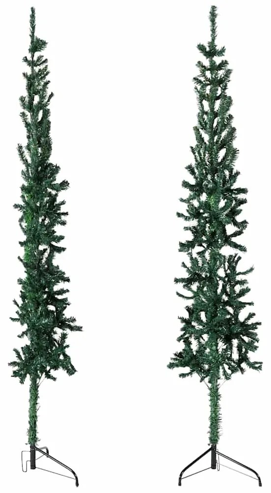 Meia árvore de Natal fina com suporte 120 cm verde