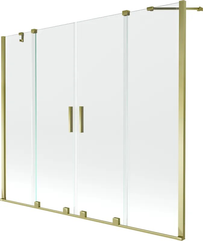 Mexen Velar Duo parapeito de banho com 2 painéis de correr 180 x 150 cm, transparente, dourado - 896-180-000-02-50