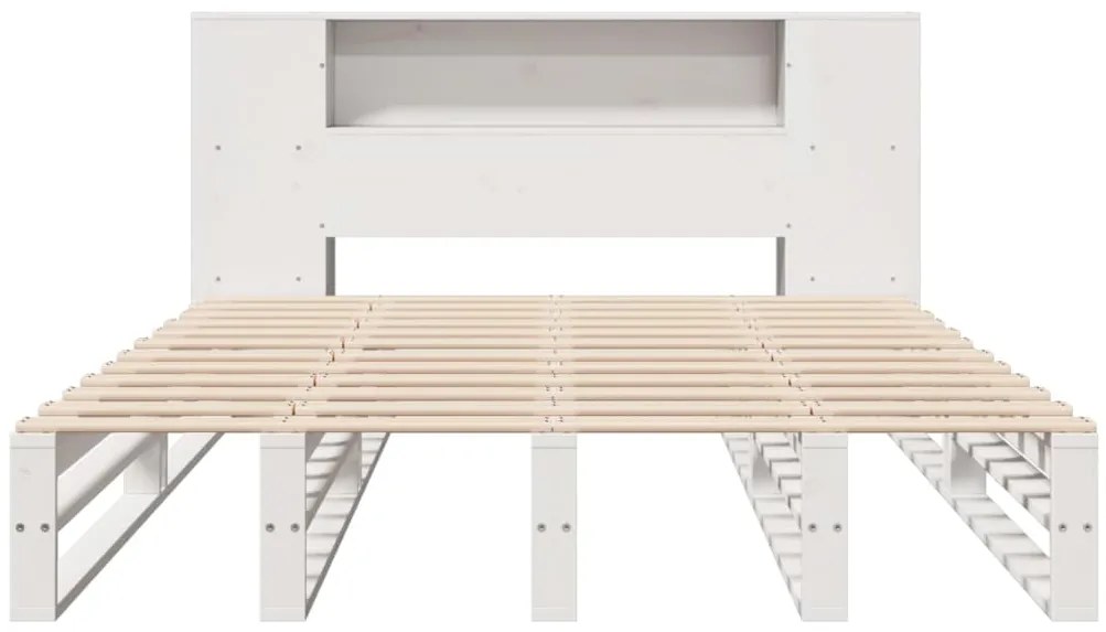 Cama com estante sem colchão 120x190 cm madeira maciça branco