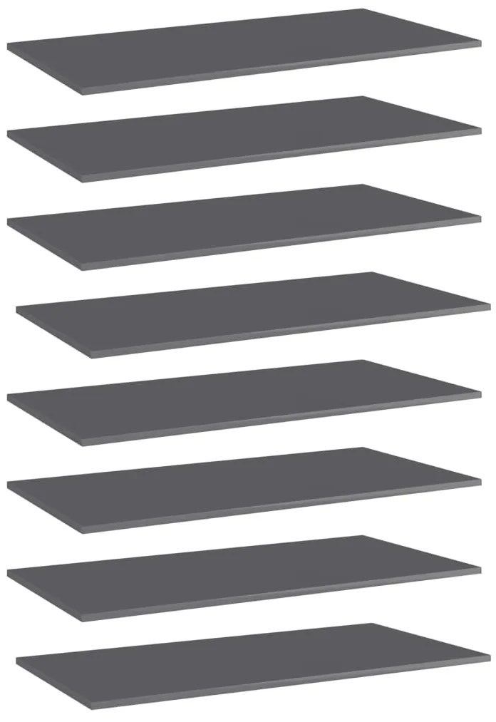 vidaXL Prateleiras para estante 8 pcs 80x30x1,5cm contraplacado cinza
