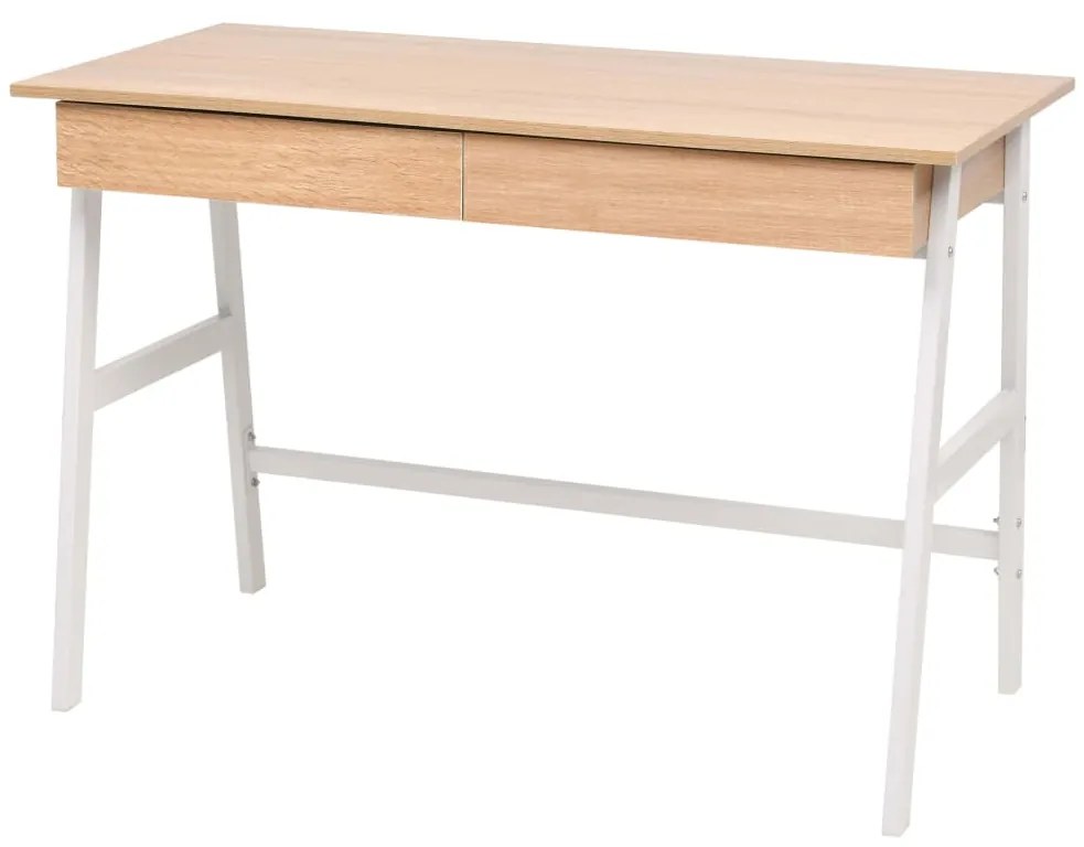 vidaXL Secretária 110x55x75 cm cor carvalho e branco