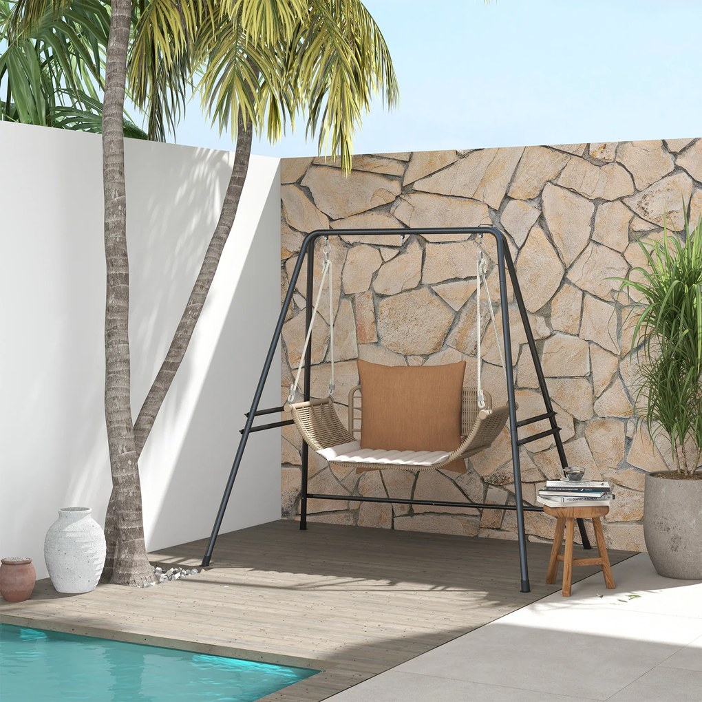 Suporte para cadeira suspensa Jardim 130 cm Suporte para Baloiço com Estrutura em Aço Capacidade 150 kg para (Cadeira Não incluida) Pátio Jardim Preto