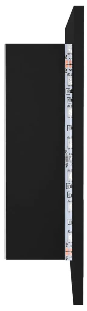 Armário espelhado casa de banho LED 90x12x45 cm acrílico preto