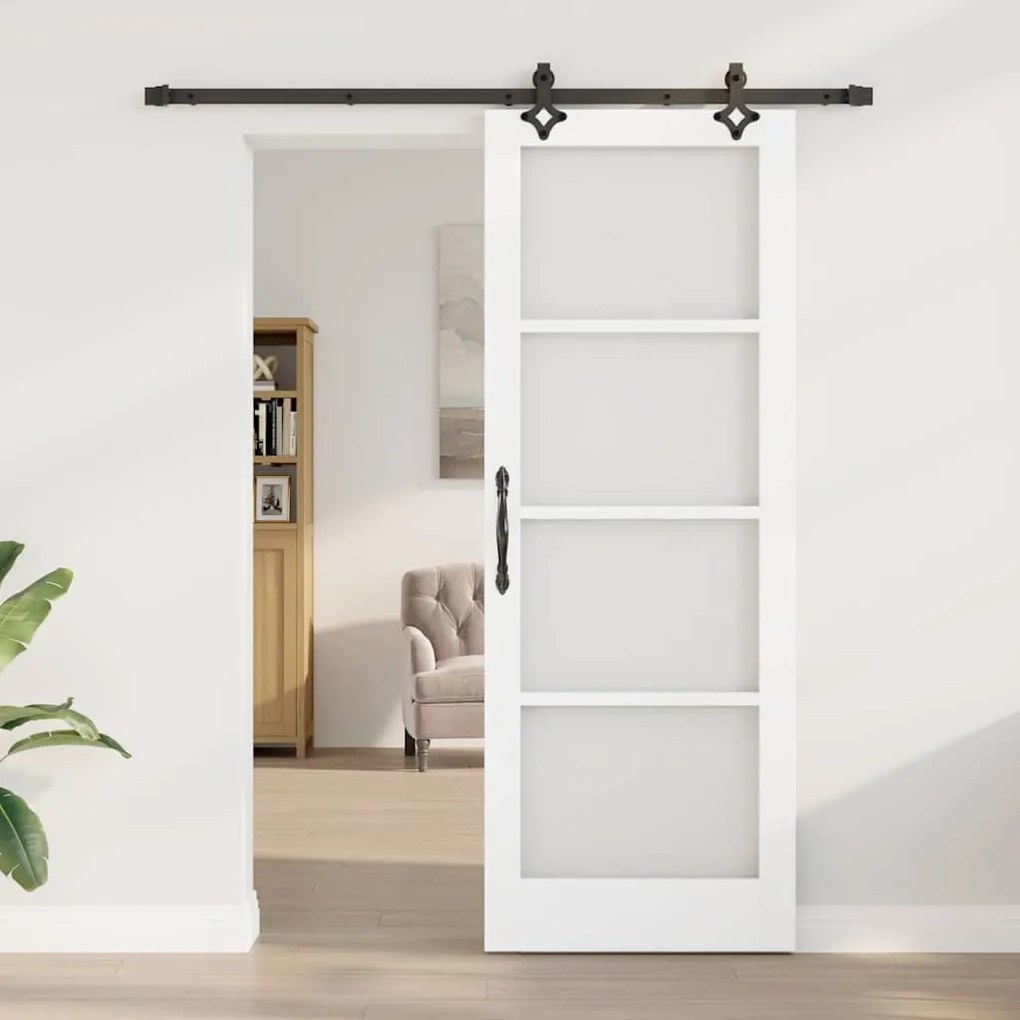 Conjunto de Porta Deslizante com Hardware 'ORKDAL'Branco de Madeira Só