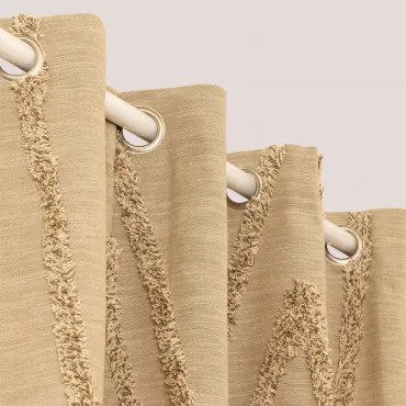 Cortina De Algodão Jasper Castanho Trigo & 140 X 260 Cm - Sklum