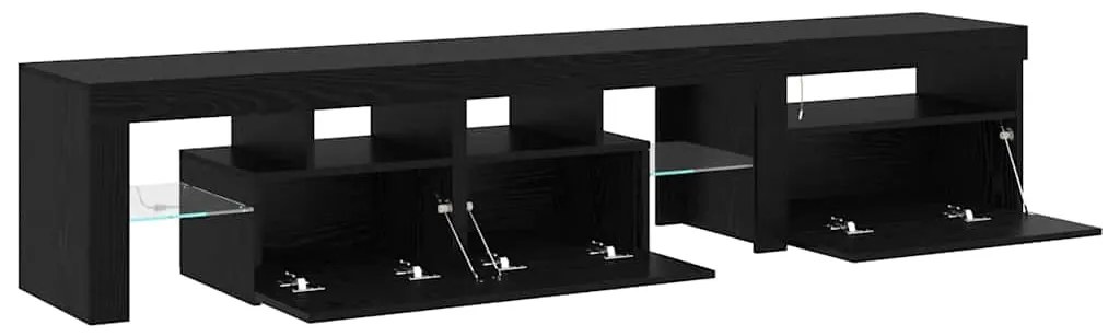 Gabinetes de TV vidaXL 2 peças com luzes LED de carvalho preto em made