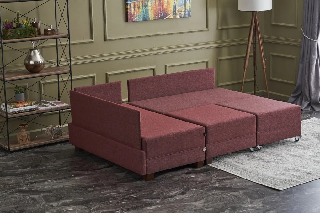 Sofá-Cama de Canto Fly – Vermelho Claret – 210x80x280 cm