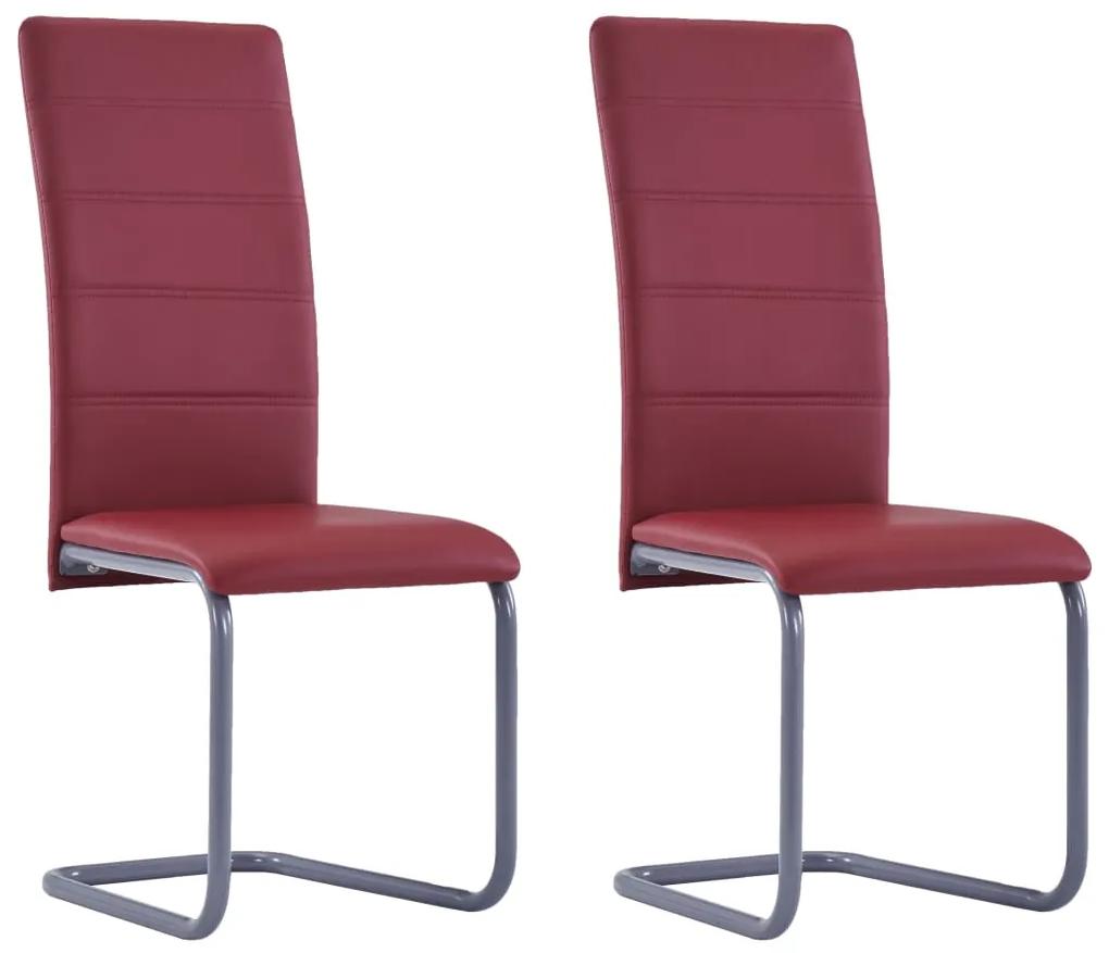 281687 vidaXL Cadeiras de jantar cantilever 2 pcs couro artificial vermelho