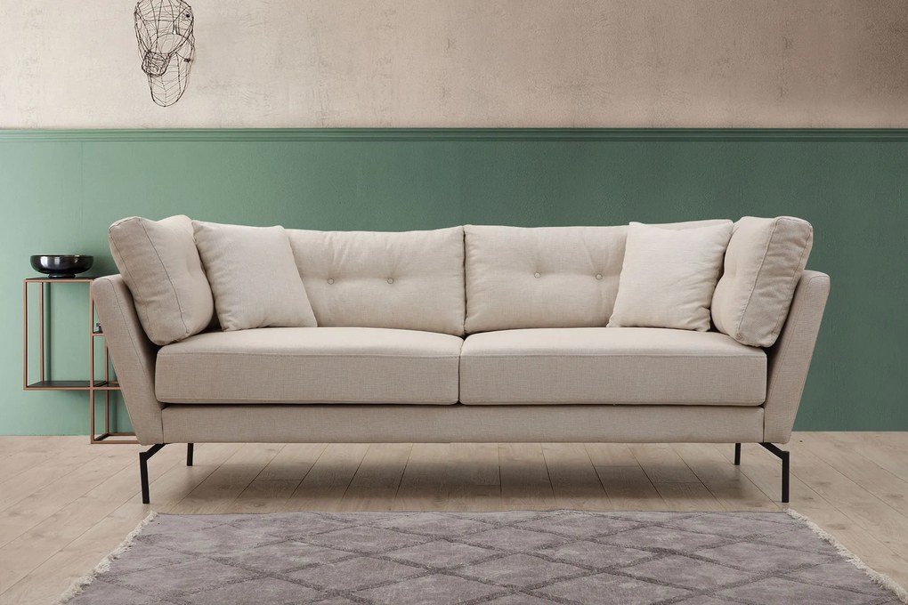 Sofá de 3 Lugares Mapa – Creme – 214 cm x 90 cm x 84 cm