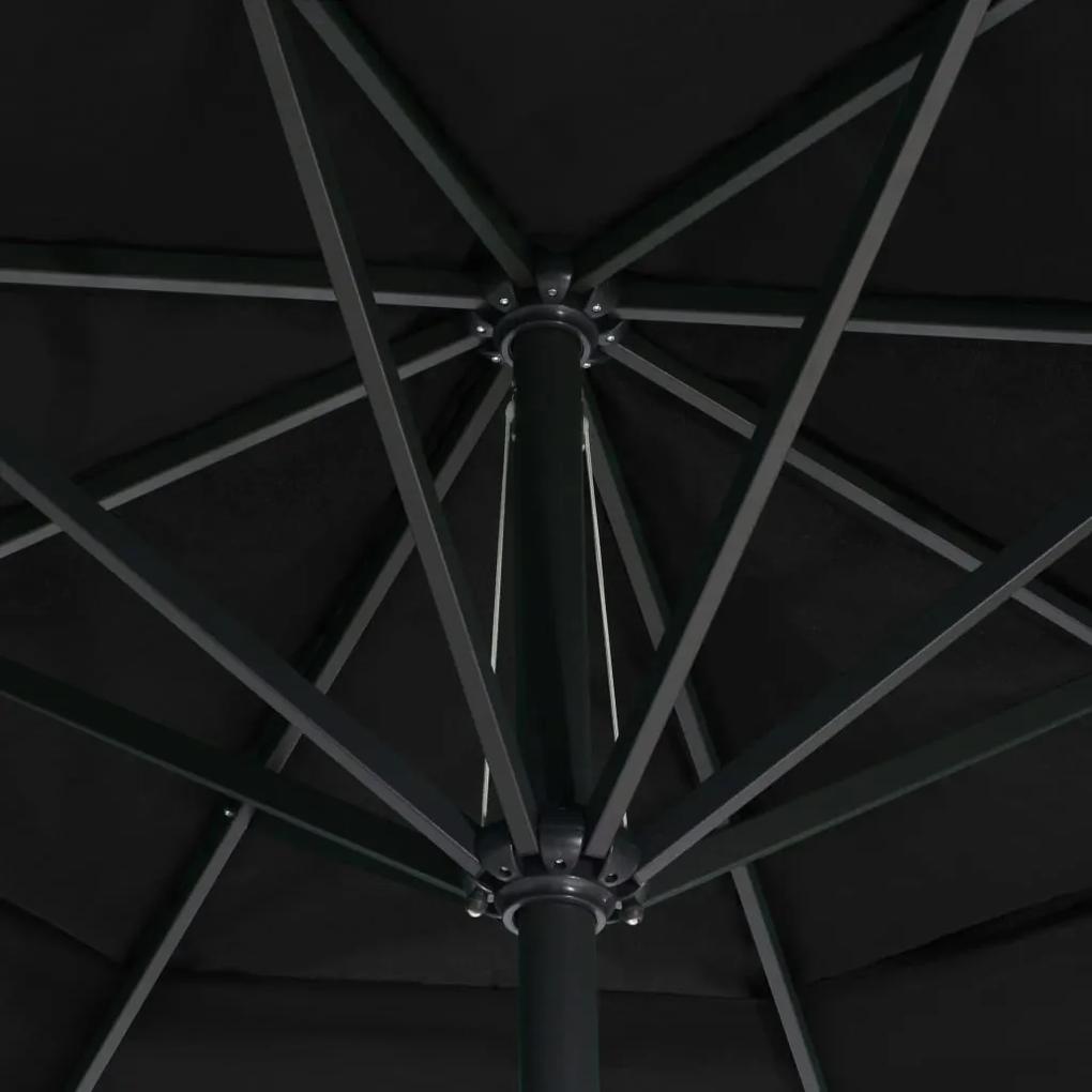 Guarda-sol de exterior c/ mastro alumínio 600 cm preto