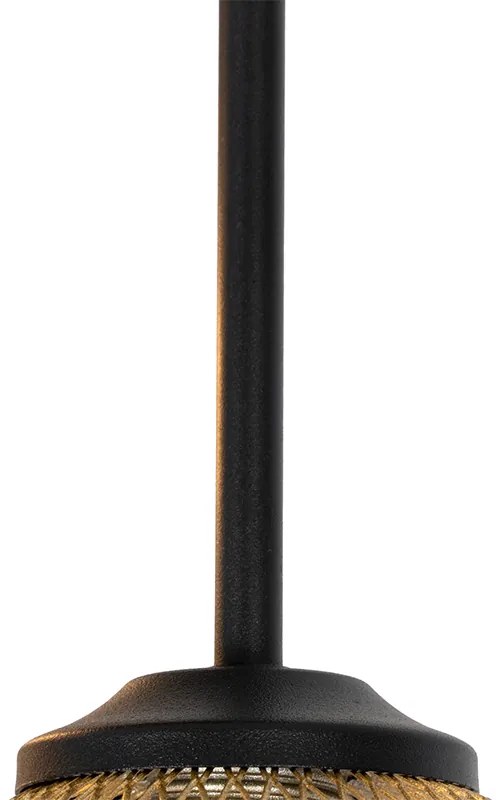 Candeeiro de teto Art Deco preto com dourado 9 luzes - Athens Wire