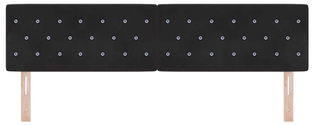 Cabeceira LED com botão de cristal, estofada em veludo preto, 90 cm