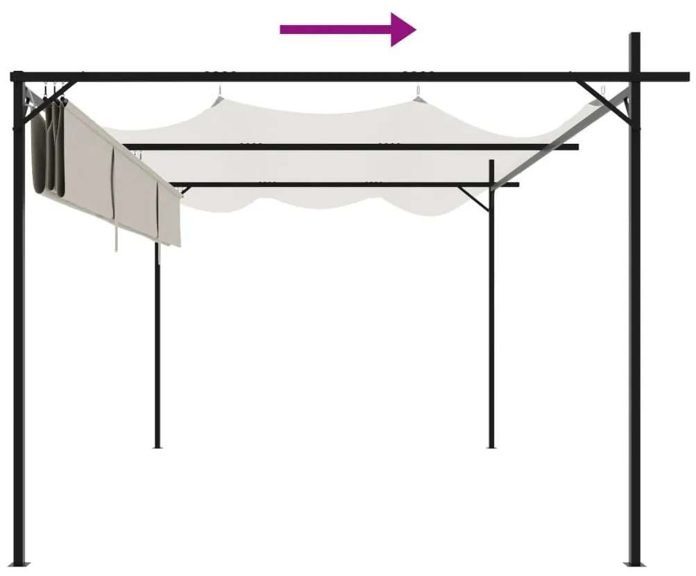 Pérgola com toldo retrátil 395x292x230 cm cor creme