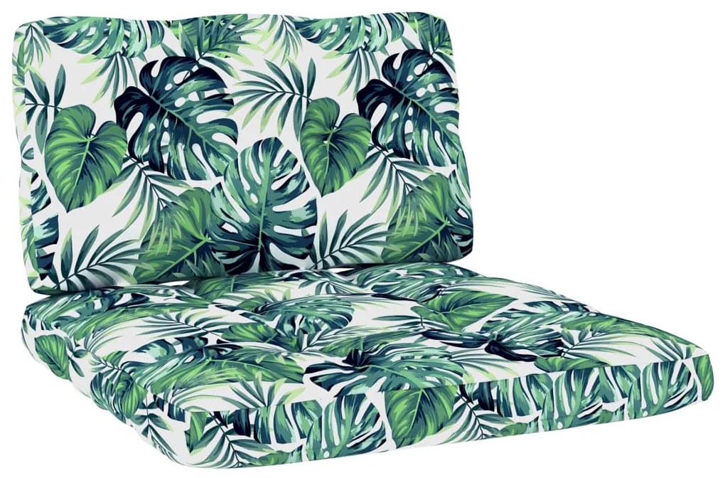 vidaXL Almofadões para sofás de paletes 2 pcs tecido padrão de folhas