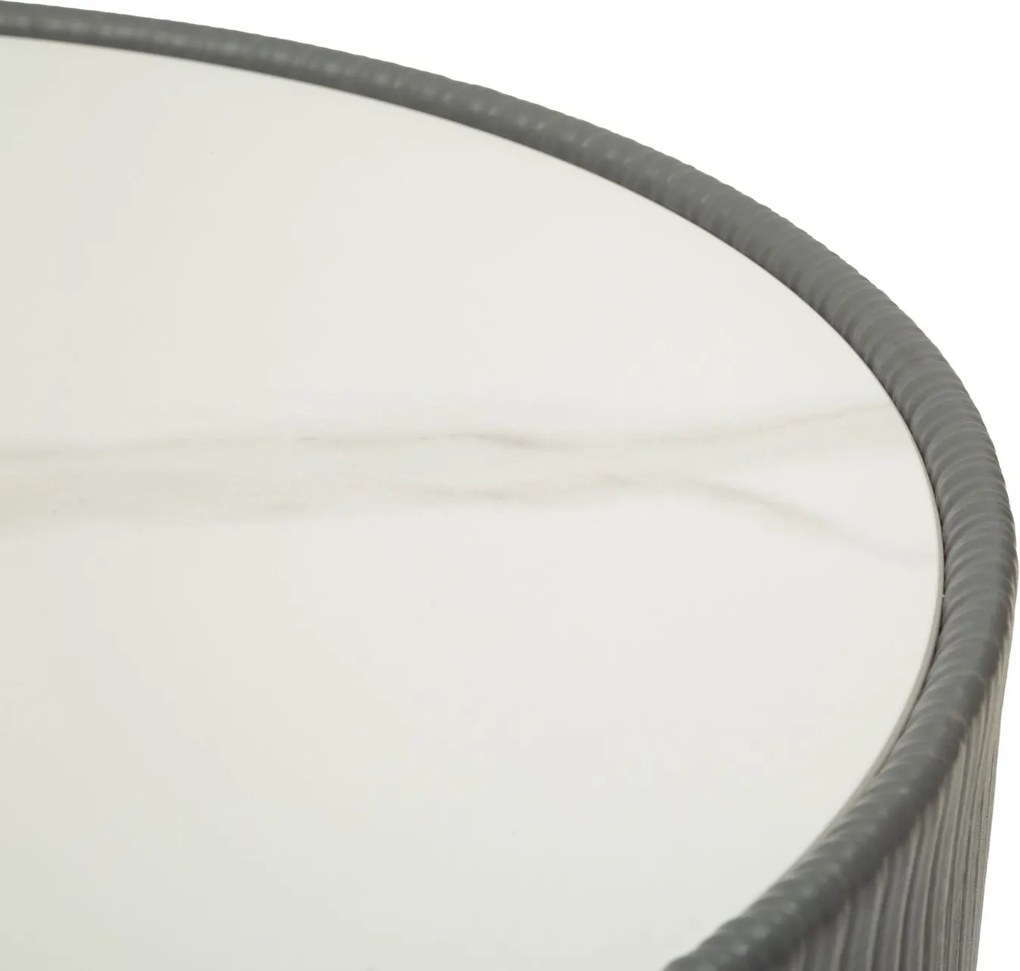 MESA DE CENTRO ELGE Ø 46X45 CM CINZA, DOURADO E BRANCO