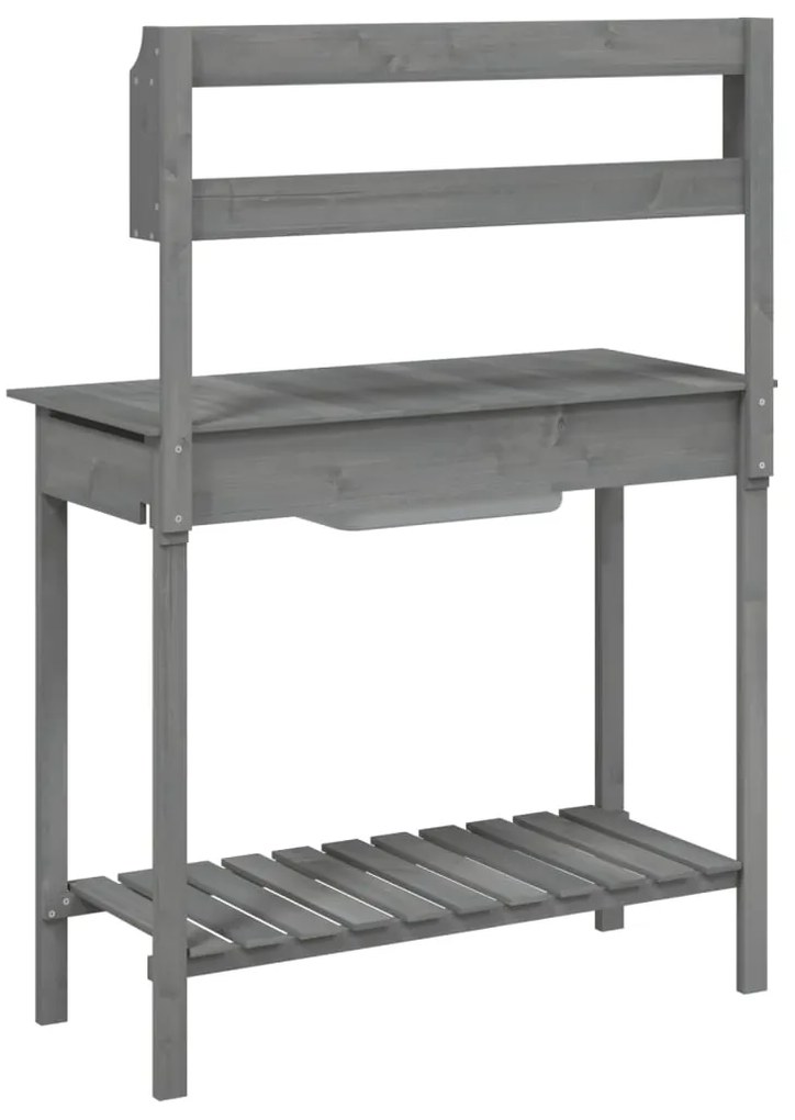 Mesa de cultivo com pia 147,5x44x139,5 cm abeto maciço cinzento