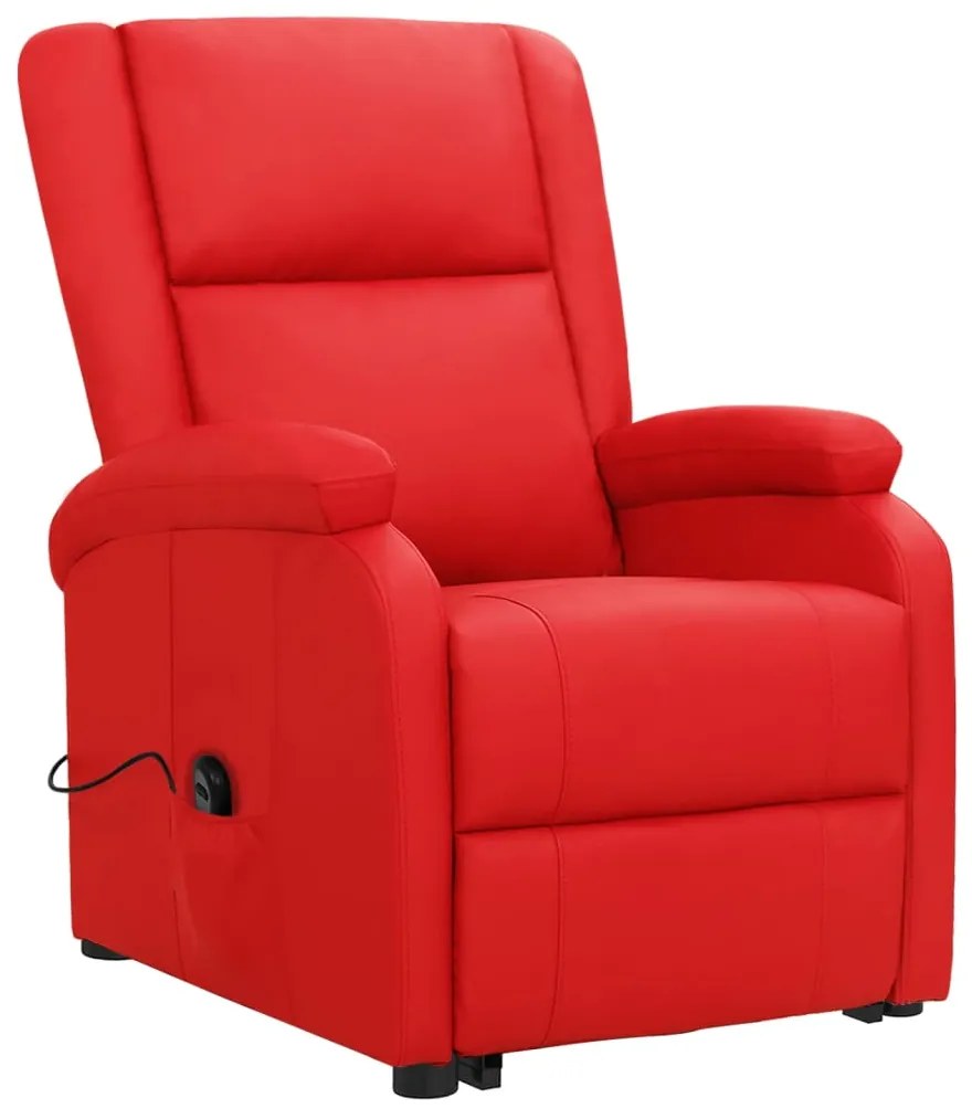 Poltrona elevatória couro artificial vermelho