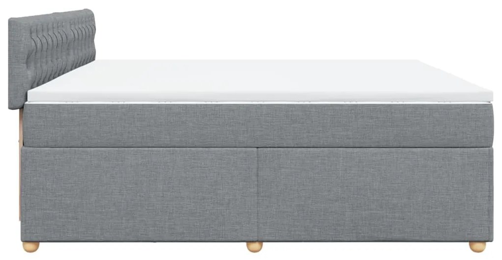 Cama com molas/colchão 200x200 cm tecido cinza-claro