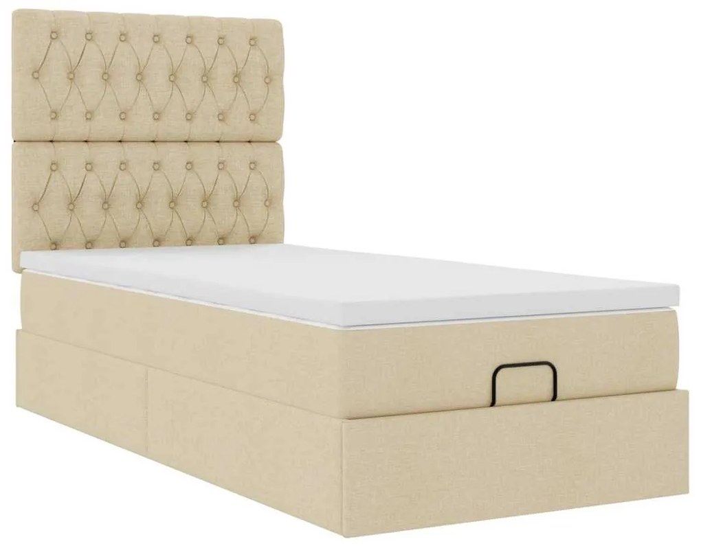 Estrutura de cama otomana com creme de colchão 100x200cm tecido