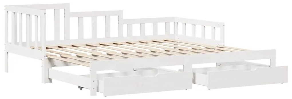Sofá-cama com gavetão e gavetas sem colchão 90x200 cm branco