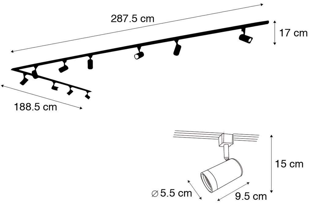 LED Sistema de trilhos inteligente monofásico com 10 focos brancos incl. WiFi GU10 - Jeana Moderno