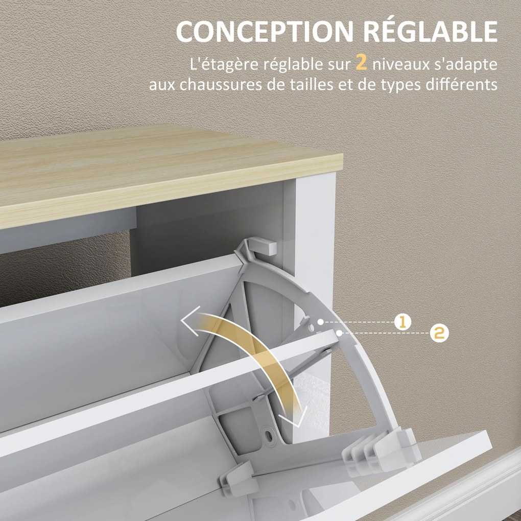Sapateira com capacidade para 16 pares 105 x 26 x 80 cm, armário estreito com 4 gavetas rebatíveis e prateleiras ajustáveis, estilo moderno, para corr
