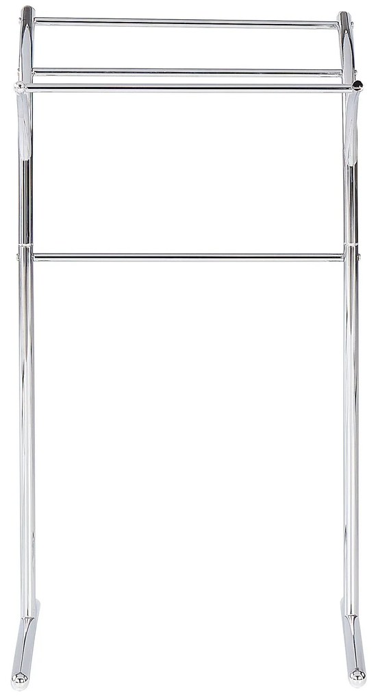 Toalheiro de pé metálico prateado com 4 braços 51 x 91 cm YOPAL Beliani