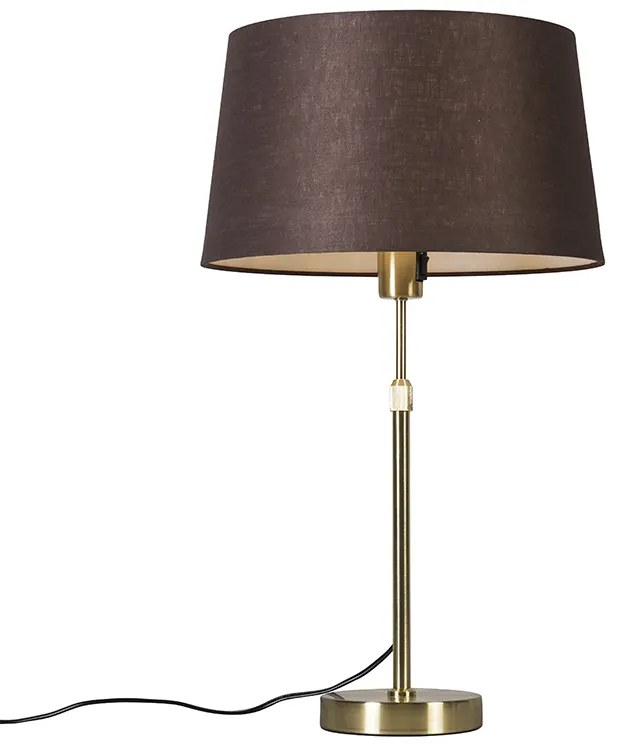 Candeeiro de mesa dourado/latão com abajur castanho 35 cm ajustável - Parte Moderno