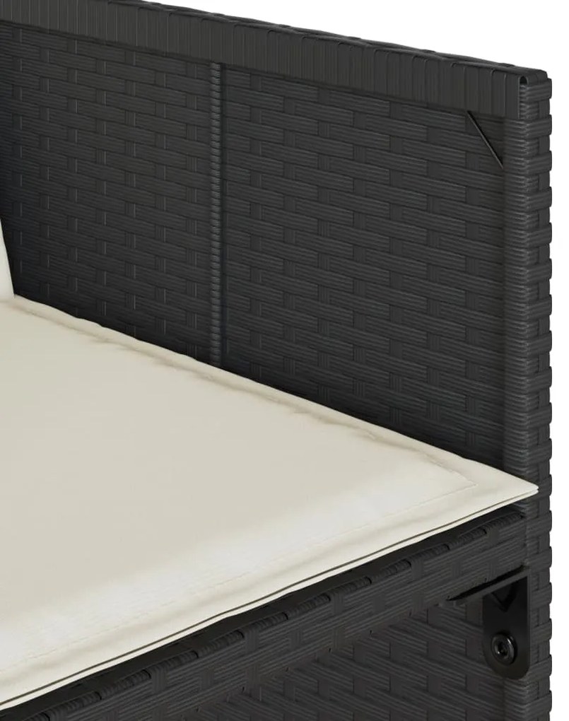 11 pcs conjunto de jantar p/ jardim c/ almofadões vime PE preto