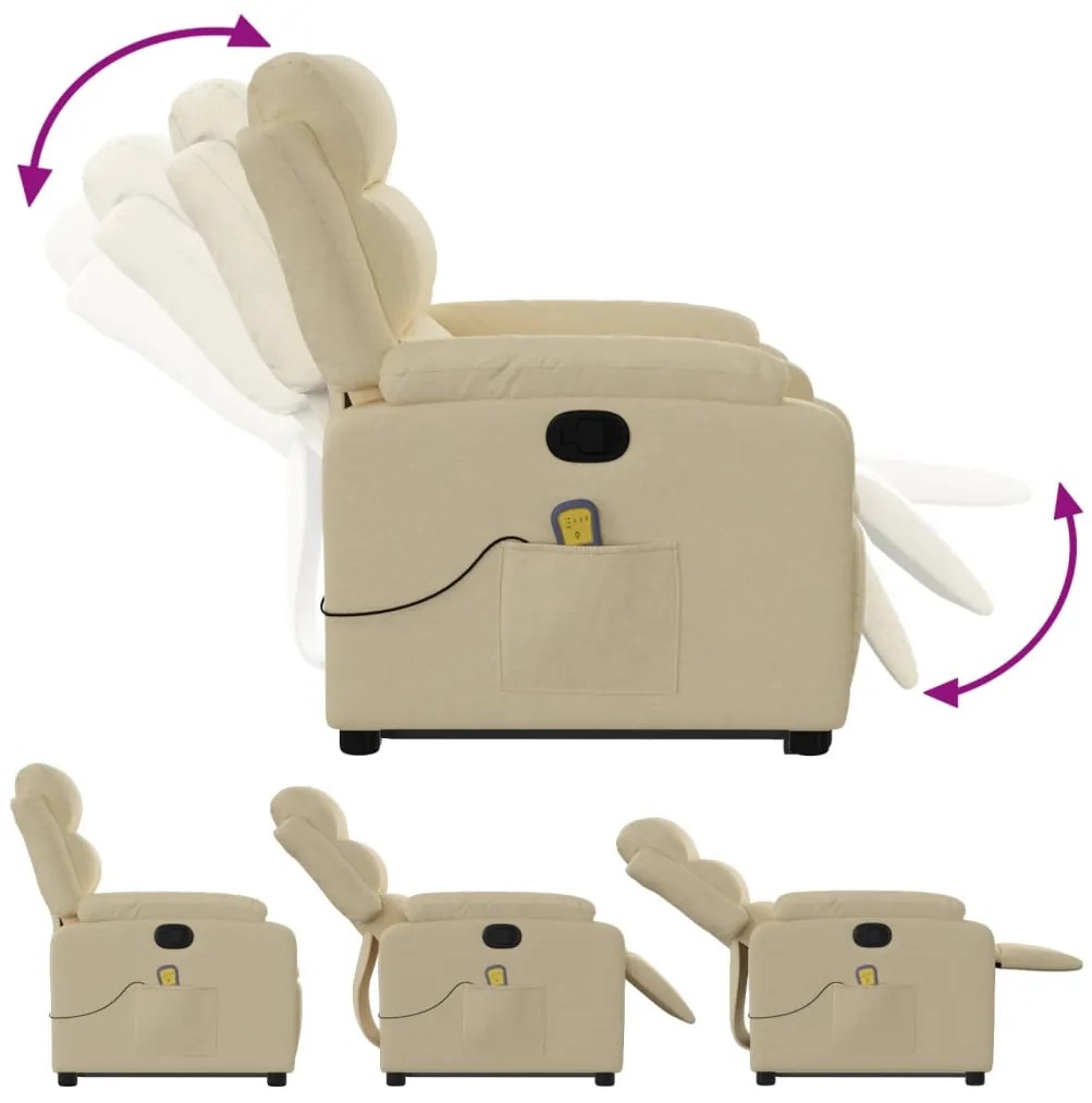 Poltrona elevatória de massagens tecido cor creme