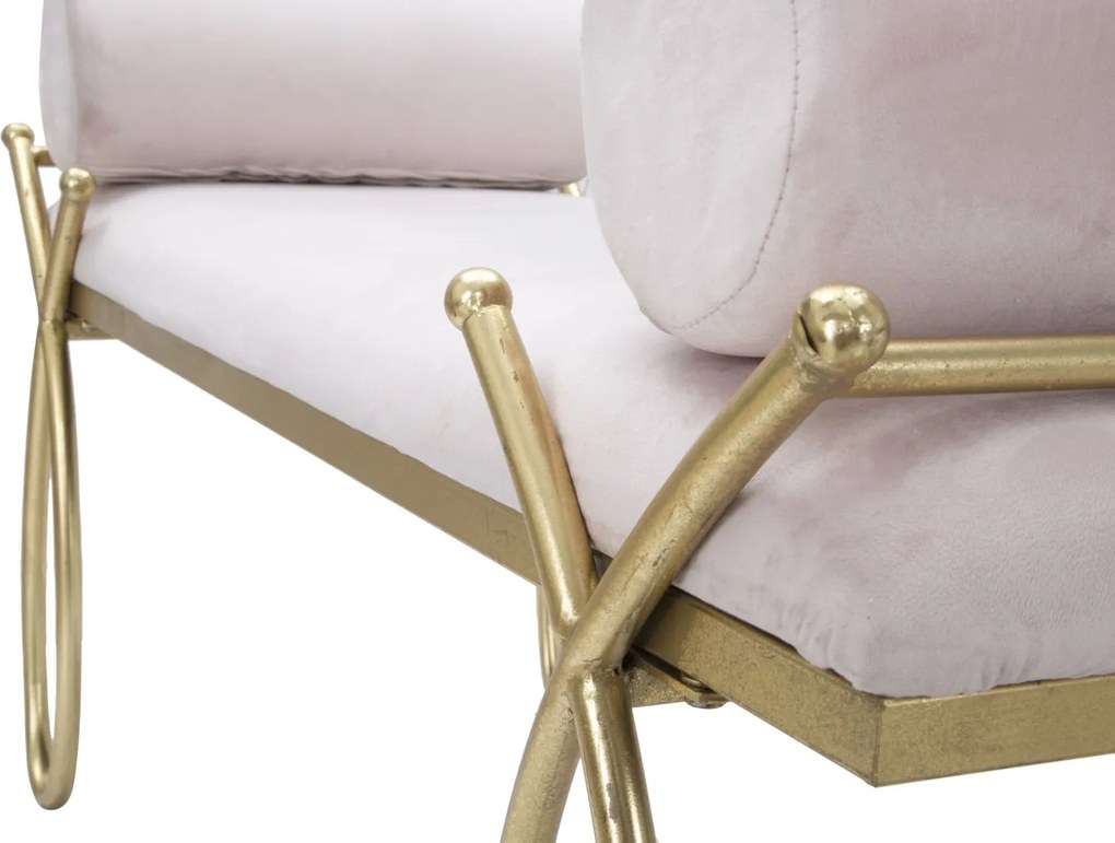 BANCO RIBBON 112,5X49X53 CM ROSA E DOURADO