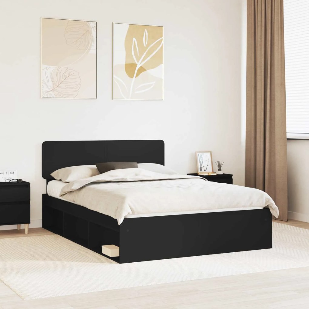 vidaXL Estrutura da Cama Preto 140 x 190 cm Madeira de Pinheiro Sólida