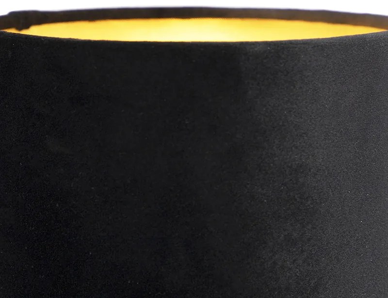 Candeeiro de parede Art Deco preto com abajur de veludo - Stacca