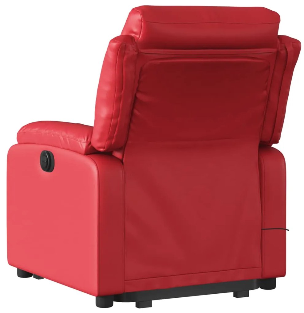 Poltrona reclinável elevatória elétrica couro artif. vermelho