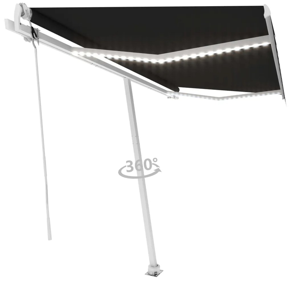 Toldo automático com LED e sensor de vento 450x300 cm antracite