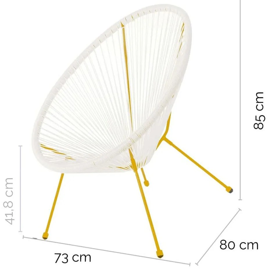 Poltrona de jardim Acapulco 73 x 80 x 85 cm Branco Rotim Mostarda