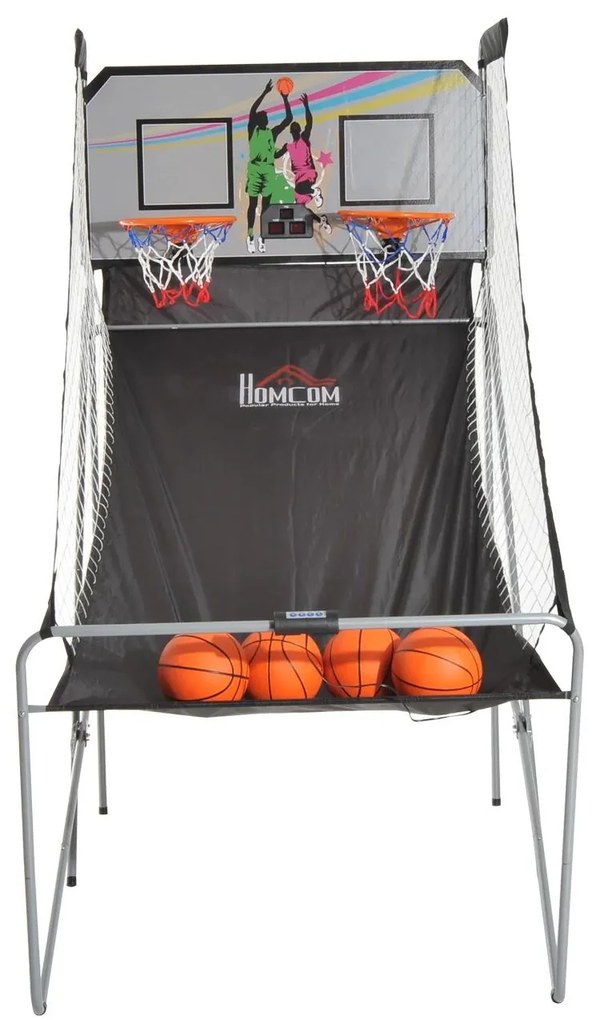 Conjunto de tabelas de Basquetebol Dobráveis e Portáteis Preto e Branco 205x110x205 cm Aço HOMCOM | Aosom Portugal